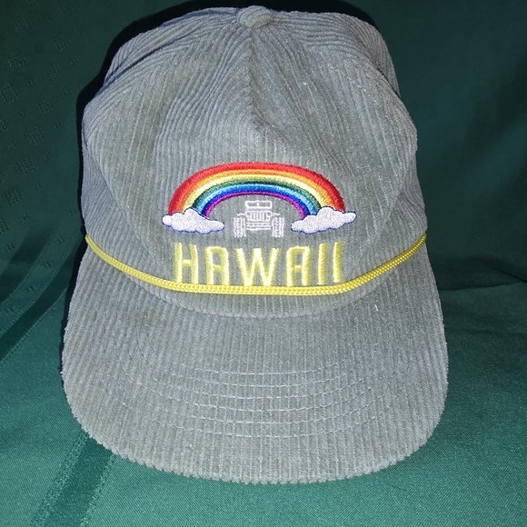 Hawaii Rainbow Jeep Corduroy Rope Snapback Hat Snag Collective Sage Green - Picture 1 of 9
